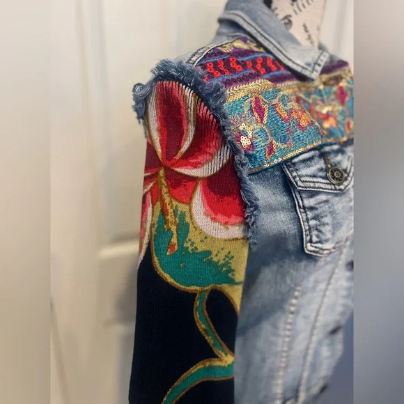 Desigual Denim Jacket bohemian boho retro eclectic vintage 80's grunge